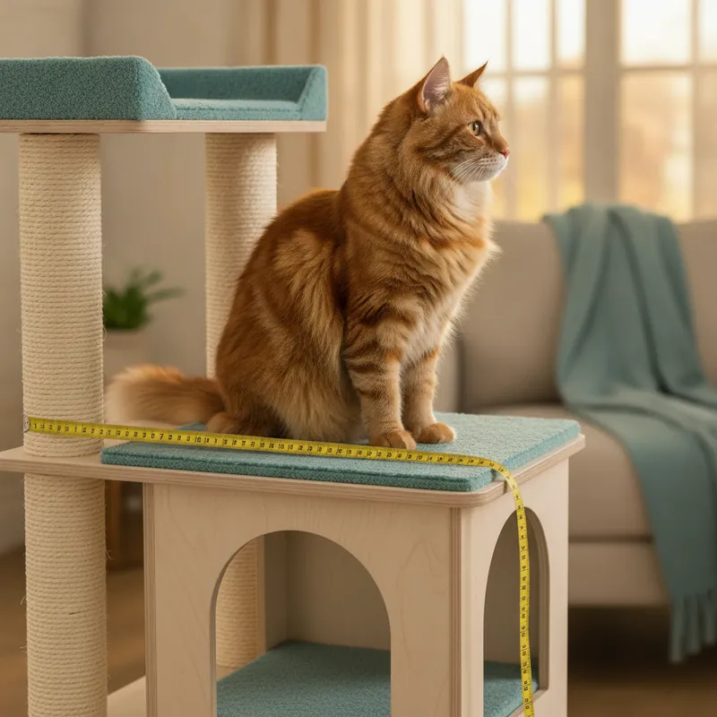 Measuring usable platform space on a cat condo for a large cat