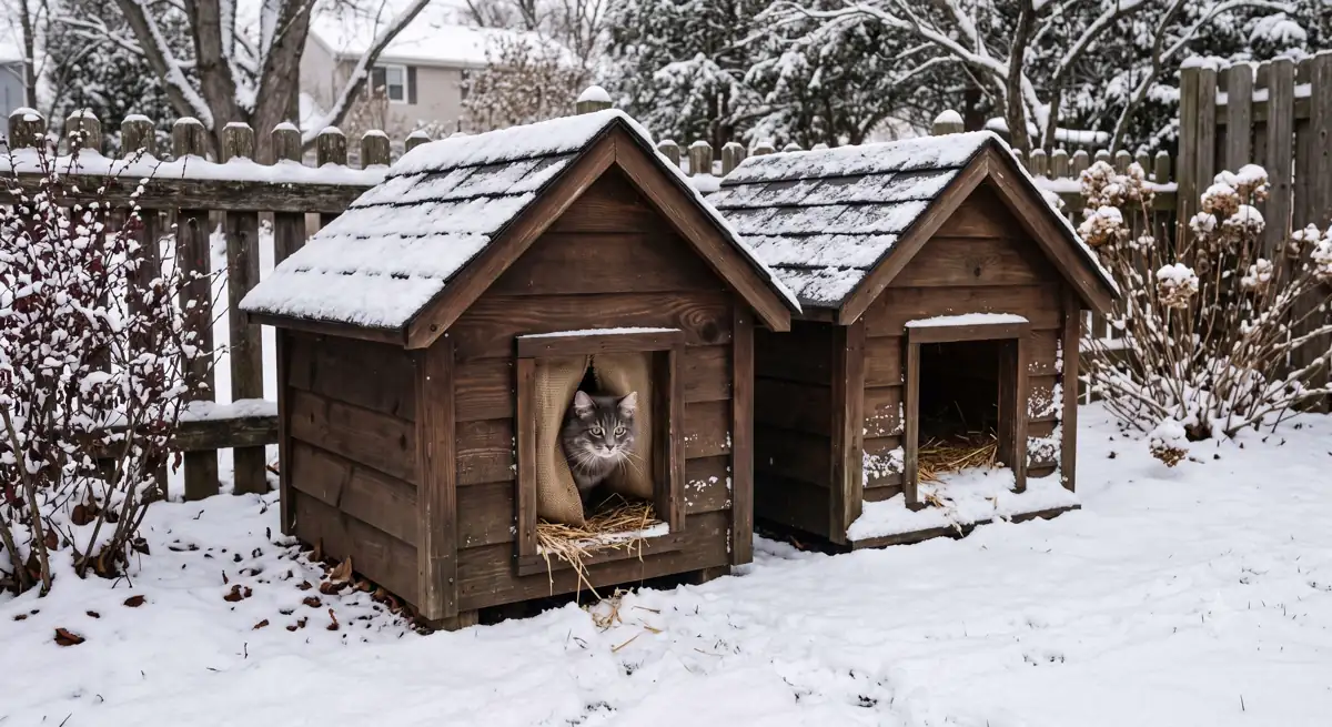 Cat house for outside cats in cold weather