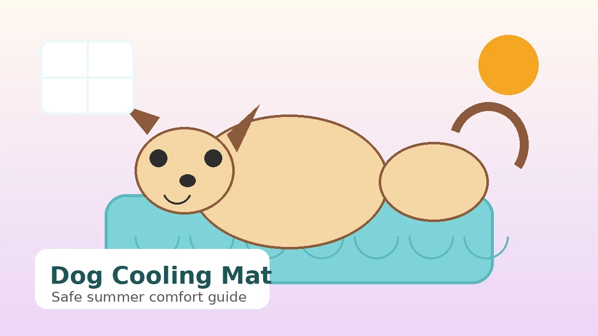 Dog resting on a teal cooling mat indoors during warm weather