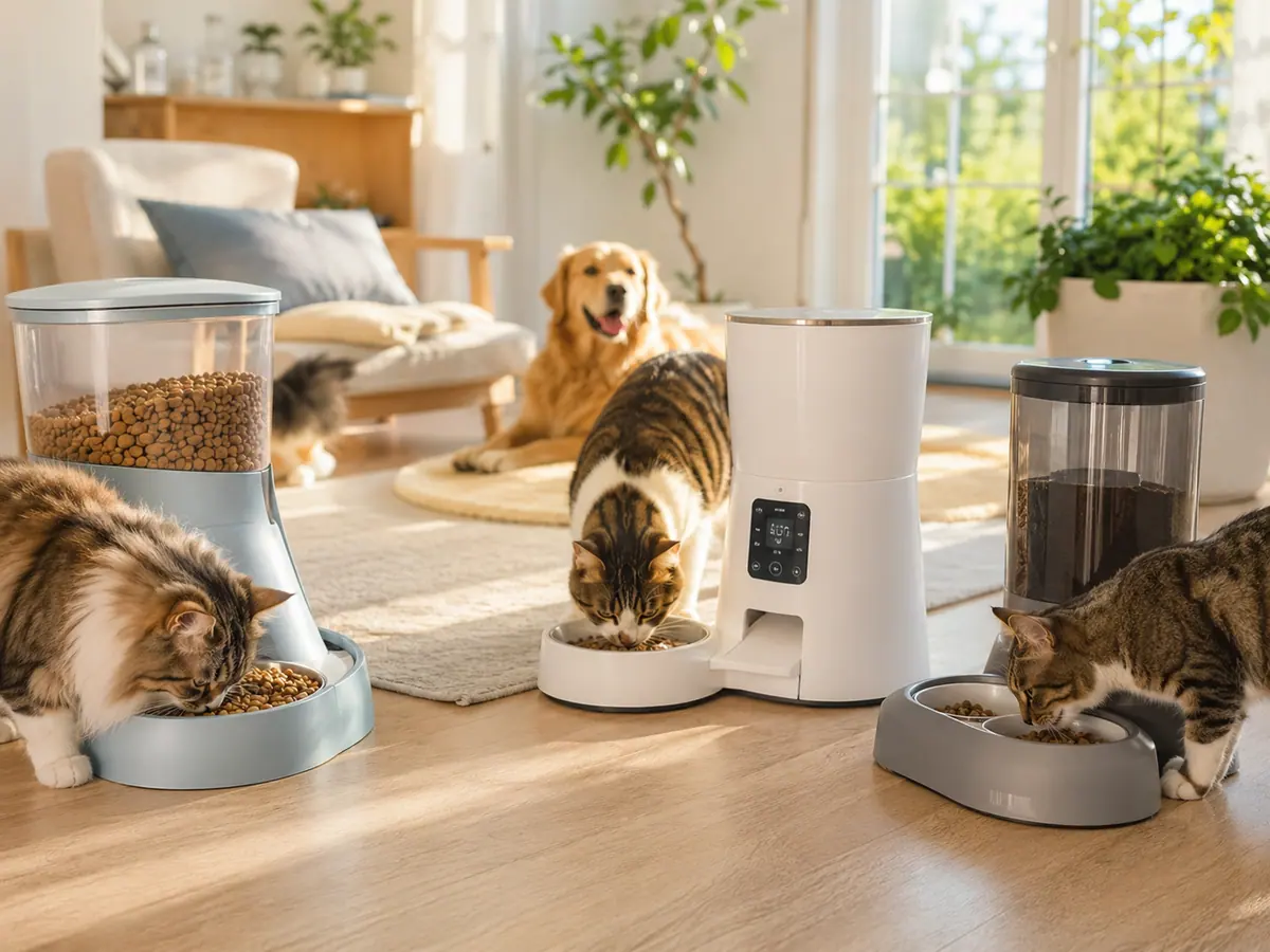 Cat automatic pet feeder with timed portions for a consistent feeding routine
