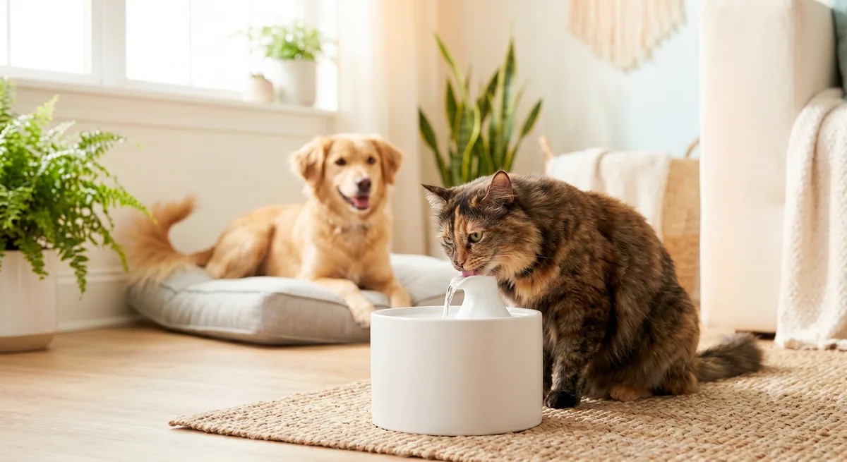 Quiet cat water fountain bowl with moving water flow