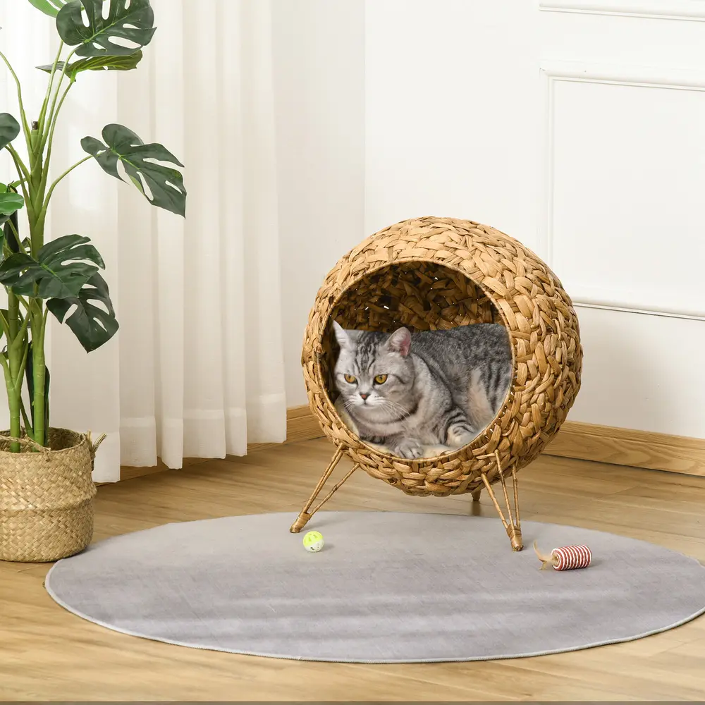 Elevated Woven Banana Leaf Cat Bed, 20.5 Inch