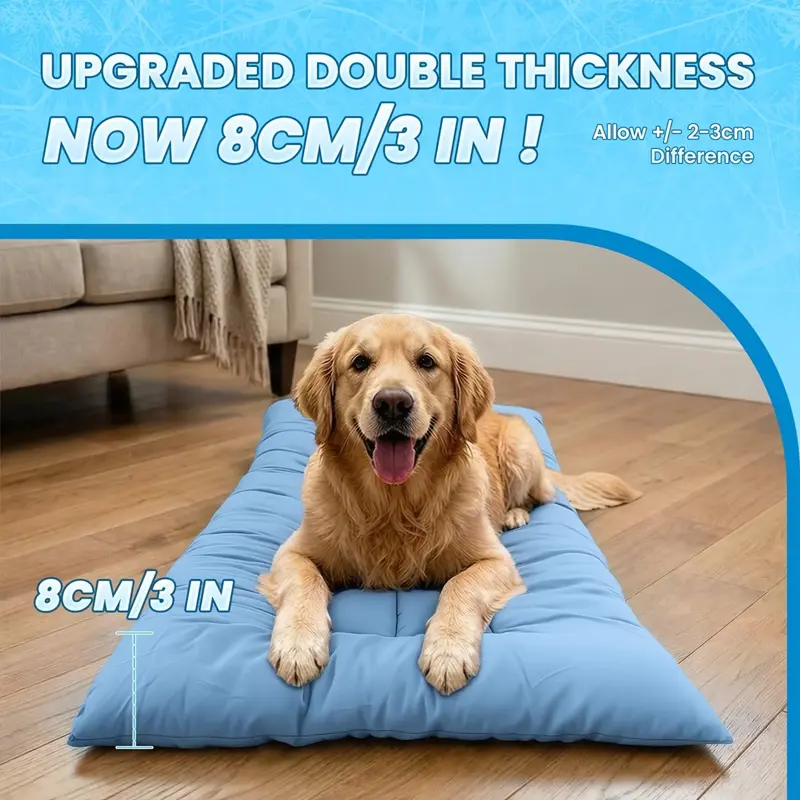 Quilted Padded Dog Mat, 47 x 24 in, Light Blue