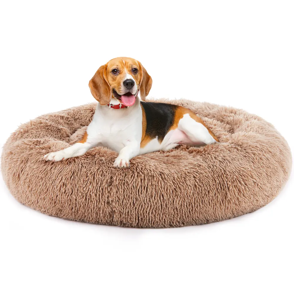 Round Faux Fur Donut Pet Bed, 30 Inch